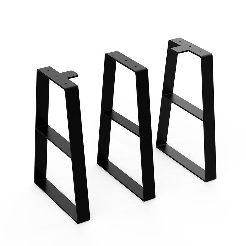 Orgerphy 18 Black Trapezoid Metal Bench Legs 3PCS  Heavy Duty Furniture Legs for Bench Metal Table Legs with Screws and Rubber Floor Protectors  Mid Century Modern Desk Legs Furniture Legs