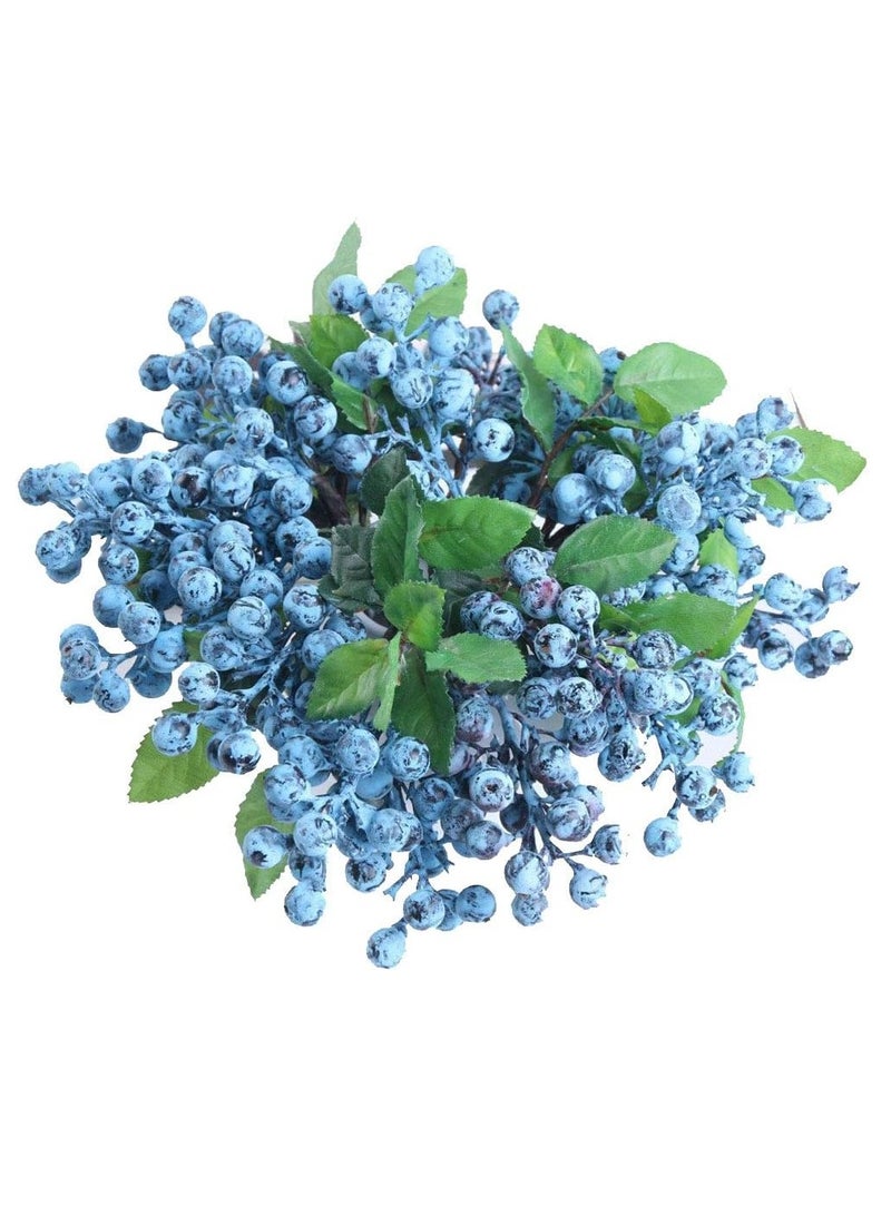 6 Pcs Artificial Blueberries Fake Blue Berries Fruit Blueberry Artificial Flowers Plant for Home Wedding Office Party Decor, 9.1 Inches