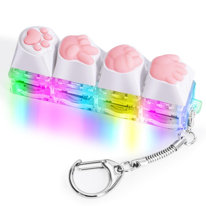 Cozymate Keyboard Fidget Toys for Adults Keyboard Clicker with LED Light Keychain Fidget Sensory Fun Toys for Anxiety Decompression RPSCatPaw 4 in 1 - Image 3