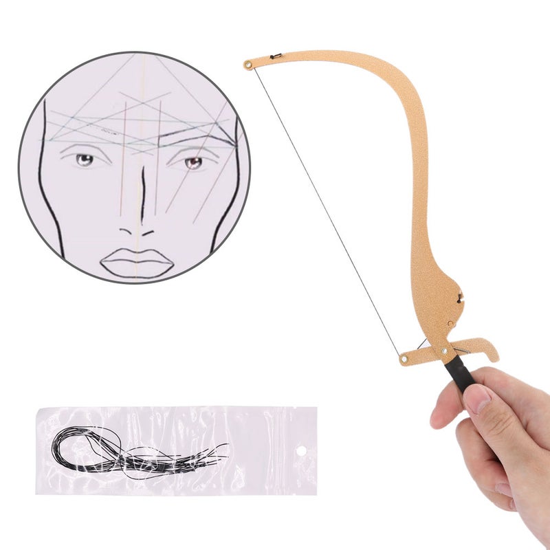 New Microblading Line Marker Ruler with 10pcs Thread Lines Eyebrow Design Measure Tool Gold - Image 4
