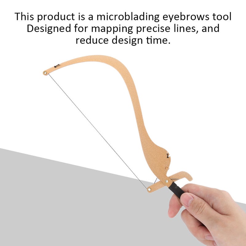 New Microblading Line Marker Ruler with 10pcs Thread Lines Eyebrow Design Measure Tool Gold - Image 3