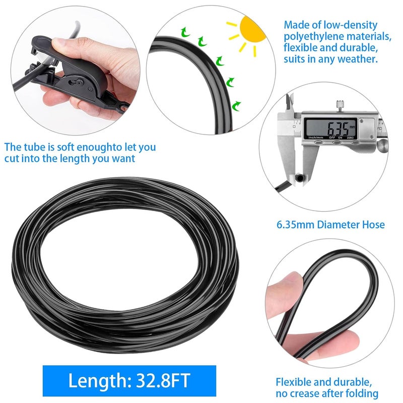 Petutu Misting Cooling System 32.8ft(10M) Misting Line + 10 Brass Mist Nozzles + a Faucet Connector (3/4") Fan Misting Kit Outdoor Mister for Patio Garden Greenhouse Trampoline for waterpark - Image 3