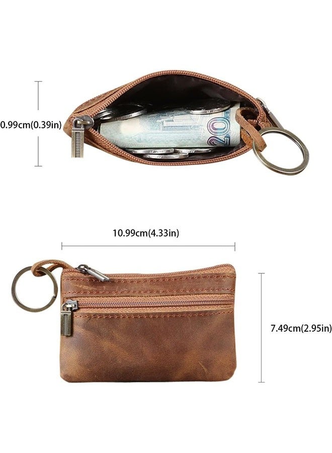 Coin Purse, Coin Pouch with Genuine Leather, Men Tray Purses, Portable Cash Change Wallet, Key Holder Money Pouch for Men for Business, Casual