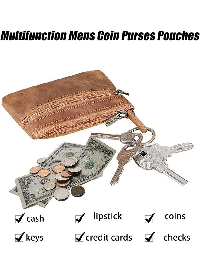 Coin Purse, Coin Pouch with Genuine Leather, Men Tray Purses, Portable Cash Change Wallet, Key Holder Money Pouch for Men for Business, Casual