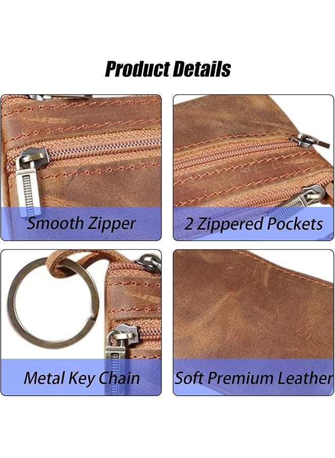 Coin Purse, Coin Pouch with Genuine Leather, Men Tray Purses, Portable Cash Change Wallet, Key Holder Money Pouch for Men for Business, Casual