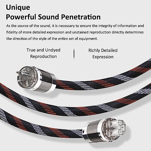 VIBORG Audiocrast HiFi Power Cable, 3.3FT/1M, 125V 15A, Hi-End Amplifier Power Cord, Audiophile AC Power Wire with Carbon Fiber US Plug+IEC320 C15 Connector - Image 2