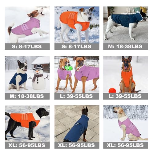 Mklhgty Extra Warm Dog Coat, Waterproof Dog Winter Jacket with Leash Portal, Fleece Reflective Pet Snow Vest for Small Medium Large Dogs - Blue - L - Image 2