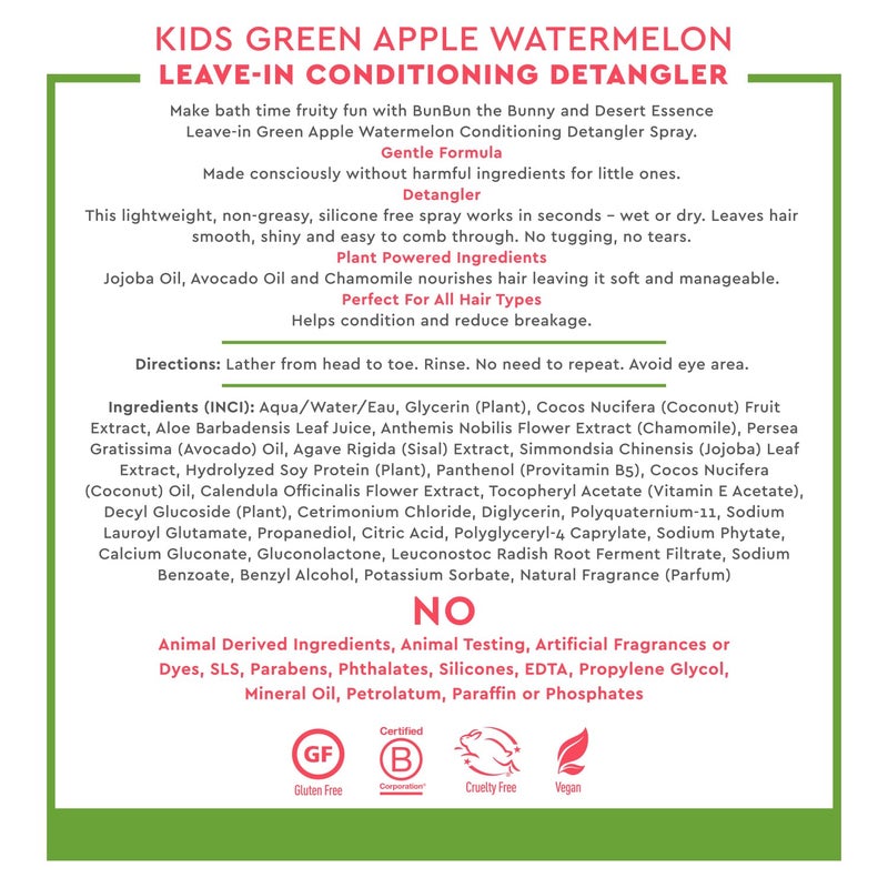 Desert Essence Kids Conditioing Detangler Spray 8.0 fl oz - Vegan, Gluten-Free. Cruelty-Free - Leaves hair smooth, shiny and easy to comb through - Gentle Formula - Image 3