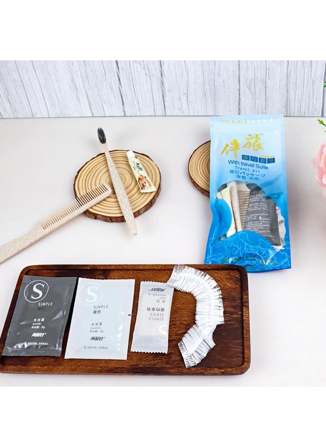 Lomgwumy Hygiene Kit, Hygiene Kit Bulk, Individually Packed, Travel Hygiene Kit With Toothbrush, Toothpaste, Comb, Shampoo, Shower Gel, Shower Cap And Soap, Home, Suitable For Hotel, Camping, Travel (PACK-25)  - Image 3