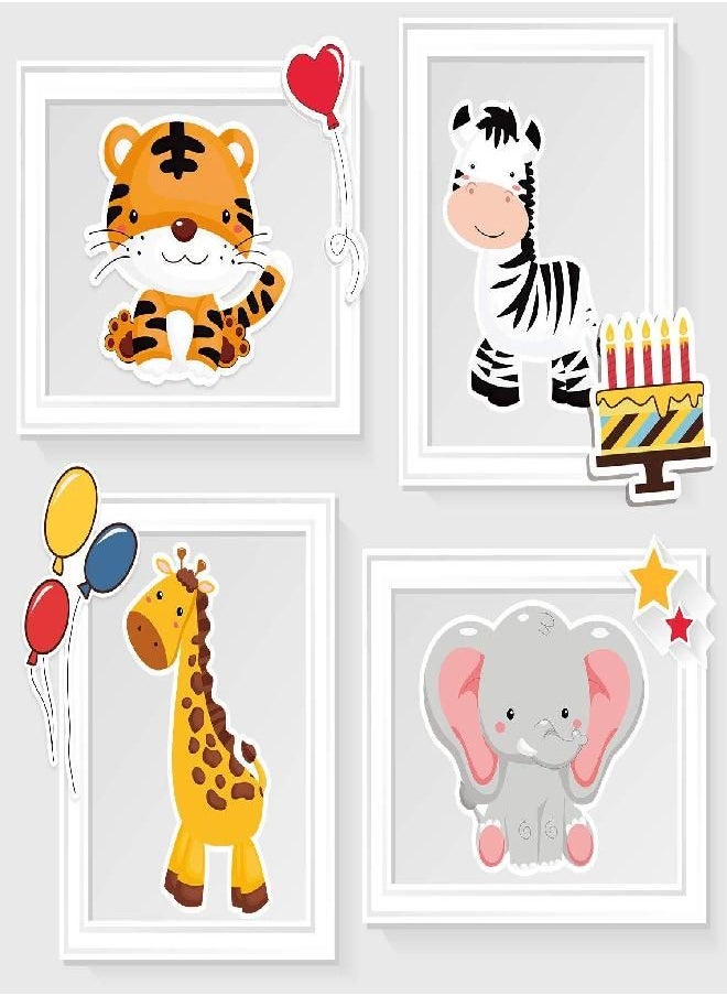 28 Pieces Jungle Animal Party Decorations - Jungle Animals Centerpiece Sticks Animals Cutouts for Baby Shower or Birthday Party Centerpiece Sticks - Table Toppers
