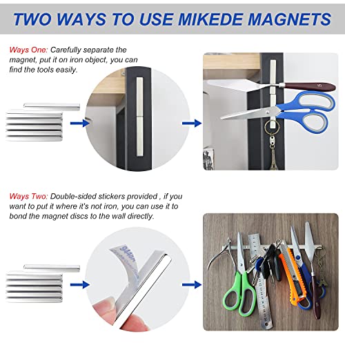 MIKEDE Magnets, 12 Pack Neodymium Bar Magnets with Double-Sided Adhesive, Strong Magnet Heavy Duty Magnetic Strips, Powerful Rare Earth Metal Magnet for Locker, Fridge, Office - 60x10x5 mm - Image 3