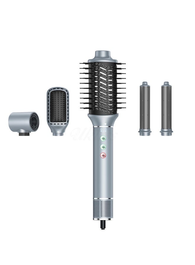 Hair Dryer Brush, 5 in 1 Blow Dryer Brush Set, High Speed Hot Air Styler, Auto Wrap Curlers for Frizz-Free Volume, Smooth Hair Damage Hair Styling Tools Gift for Drying Curling Straightening Silver - Image 2