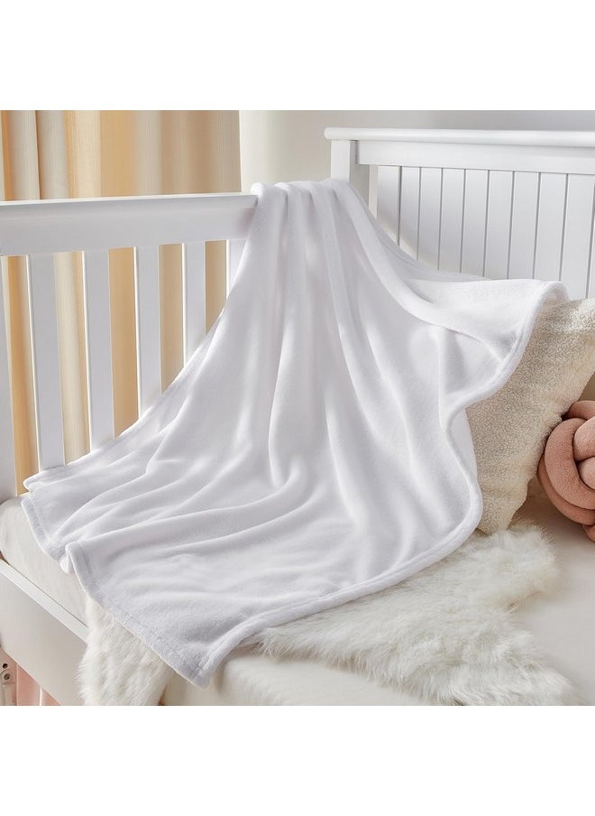 BEDELITE - BEDELITE Baby Blankets for Boys and Girls 30" x 40", Soft Cozy Fuzzy Fleece Blanket for Kids Infant Newborn, Warm and Breathable Toddler Blanket for Crib Stroller Bed Travel, White - Image 1