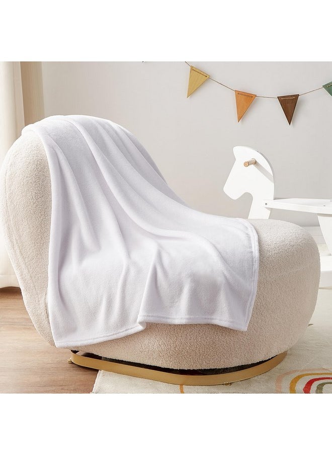 BEDELITE - BEDELITE Baby Blankets for Boys and Girls 30" x 40", Soft Cozy Fuzzy Fleece Blanket for Kids Infant Newborn, Warm and Breathable Toddler Blanket for Crib Stroller Bed Travel, White - Image 1
