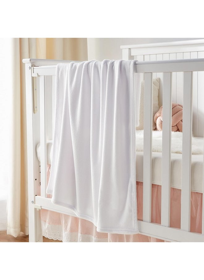 BEDELITE - BEDELITE Baby Blankets for Boys and Girls 30" x 40", Soft Cozy Fuzzy Fleece Blanket for Kids Infant Newborn, Warm and Breathable Toddler Blanket for Crib Stroller Bed Travel, White - Image 1