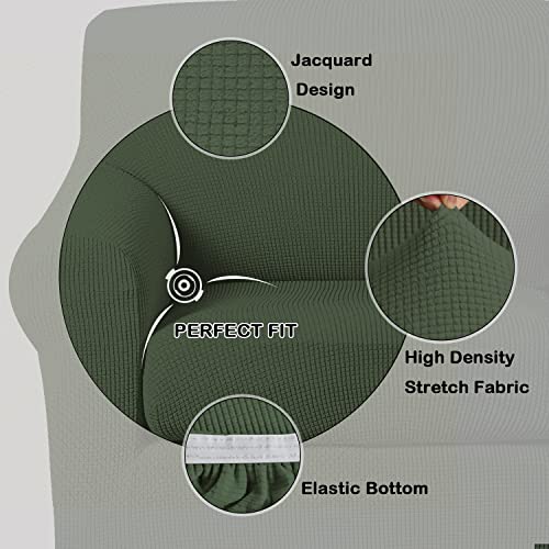 Turquoize 2 Piece Chair Covers Chair Slipcovers for Living Room Armchair Sofa Covers Chair Couch Cover with Arms Washable Furniture Protector for Chairs Feature Thick Fabric (Chair, Bronze Green) - Image 3