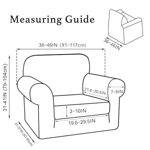 Turquoize 2 Piece Chair Covers Chair Slipcovers for Living Room Armchair Sofa Covers Chair Couch Cover with Arms Washable Furniture Protector for Chairs Feature Thick Fabric (Chair, Bronze Green) - Image 2