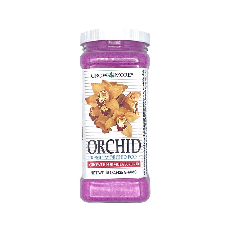 Grow More Premium Growth Formula 30-10-10 Orchid Food Fertilizer - 15oz Water Soluble, High Nitrogen Orchid Fertilizer for Robust Growth & Vibrant Blooms - Image 1