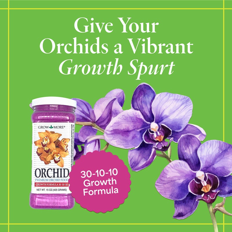 Grow More Premium Growth Formula 30-10-10 Orchid Food Fertilizer - 15oz Water Soluble, High Nitrogen Orchid Fertilizer for Robust Growth & Vibrant Blooms - Image 2