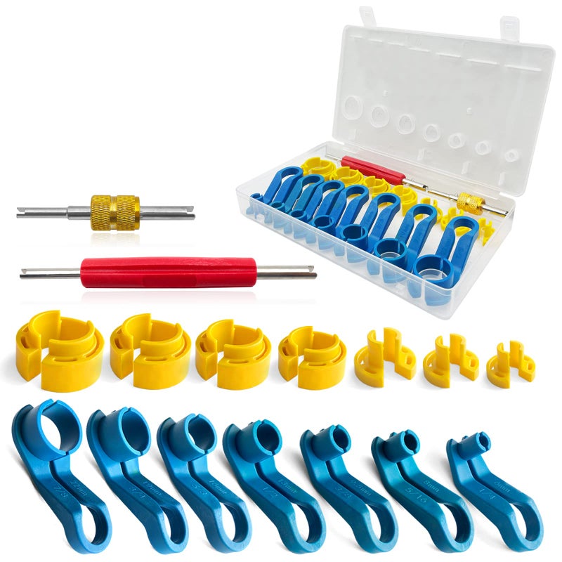 16PCS Car AC Fuel Line Disconnect Removal Tool Set with Storage Box Valve Core Remover Tool Kit for 14 516 38 12 58 34 78 Inch Master Quick Disconnect Tool Kit for Auto Repair Tools