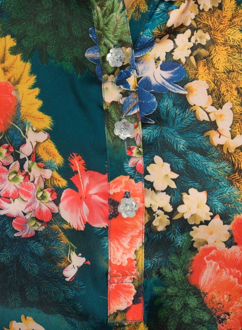 Chitral Garments silk shirt with Flowers  - Image 3