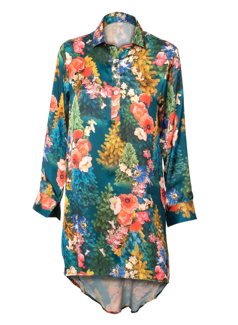 Chitral Garments silk shirt with Flowers  - Image 1