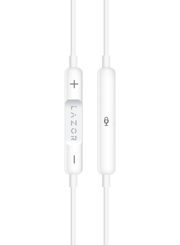 Lazor Mystic Plus Wired In-Ear Earphone with Stereo Sound Driver Type C Audio EA162 White - Image 2