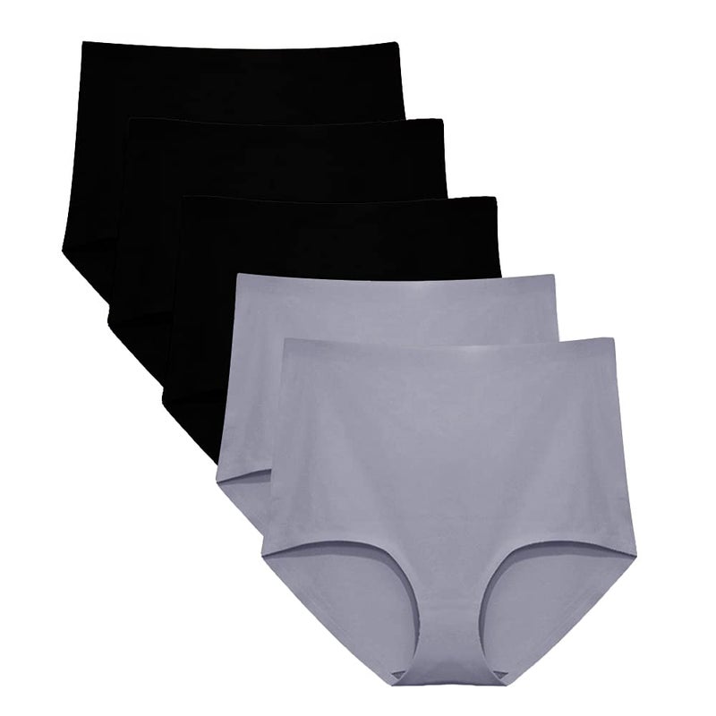 FallSweet No Show High Waist Briefs Underwear for Women Seamless Panties Multi Pack (Black3Grey2 (5 pack), S) - Image 1