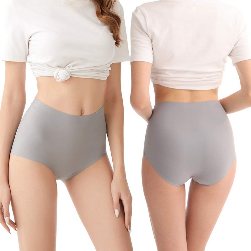 FallSweet No Show High Waist Briefs Underwear for Women Seamless Panties Multi Pack (Black3Grey2 (5 pack), S) - Image 2
