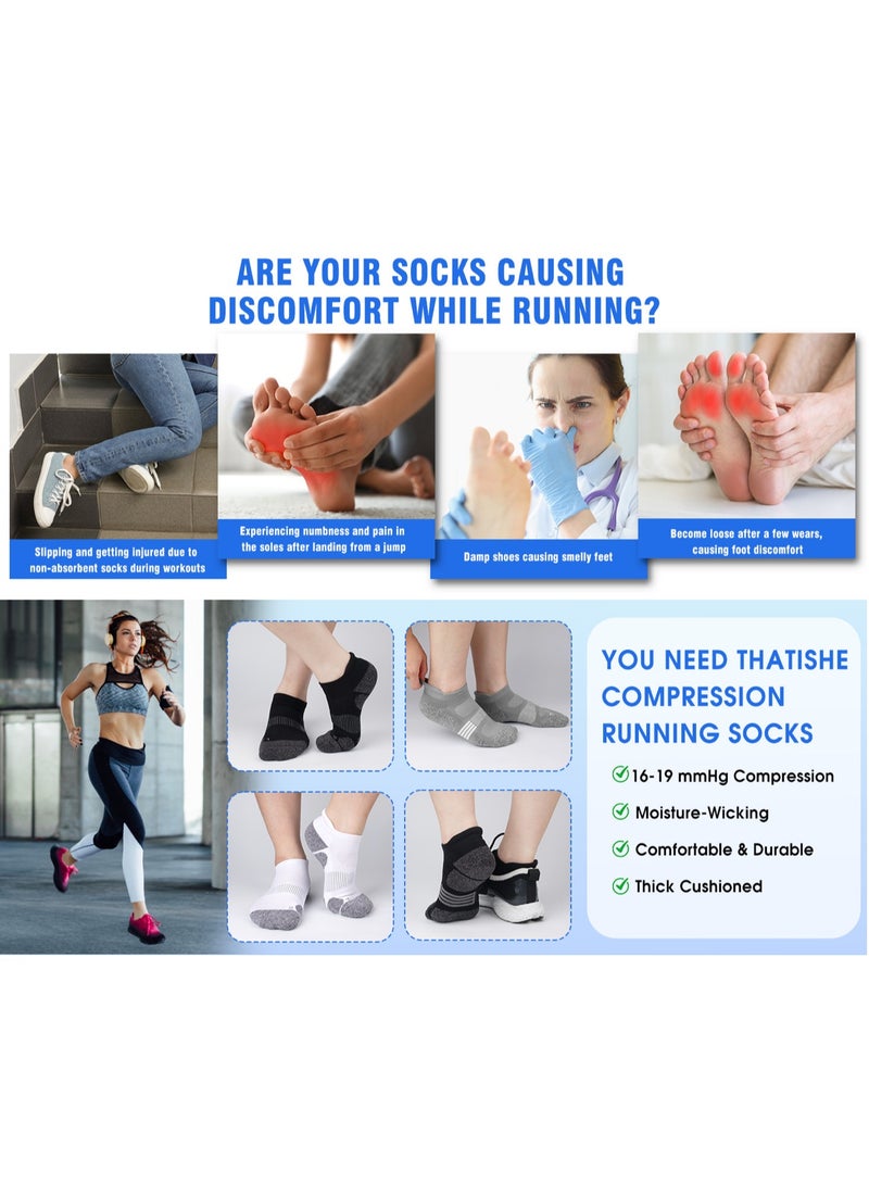 XUN Men's Low-Top Sports Cotton Cushioned Ankle Socks for Running, Gym, Training, Casual Wear, 6 Pairs (One Size) - Image 2
