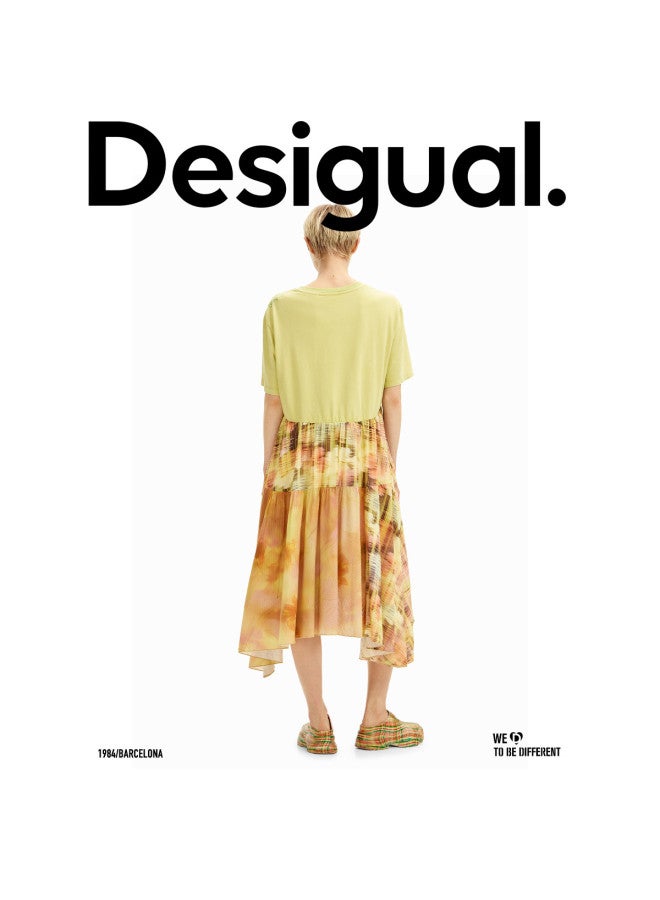DESIGUAL oversized Solid Color Print Patch Round Neck Short Sleeve Dress - Image 5