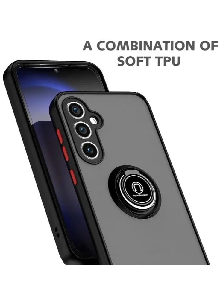 BORTONY Samsung Galaxy A25 Case Cover Metal Ring Holder Grip Kickstand Car Magnetic Mount Case Cover Shockproof Matte Finish Hard Back Bumper Case for Samsung Galaxy A25 - Image 2