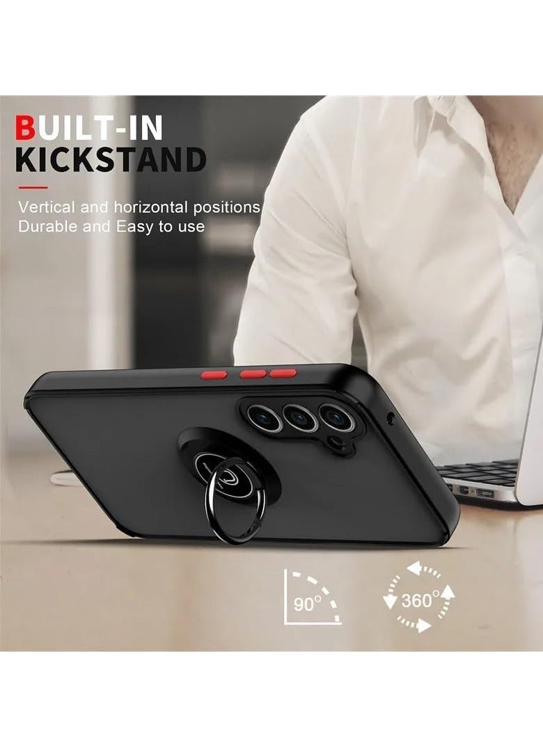 BORTONY Samsung Galaxy A25 Case Cover Metal Ring Holder Grip Kickstand Car Magnetic Mount Case Cover Shockproof Matte Finish Hard Back Bumper Case for Samsung Galaxy A25 - Image 3
