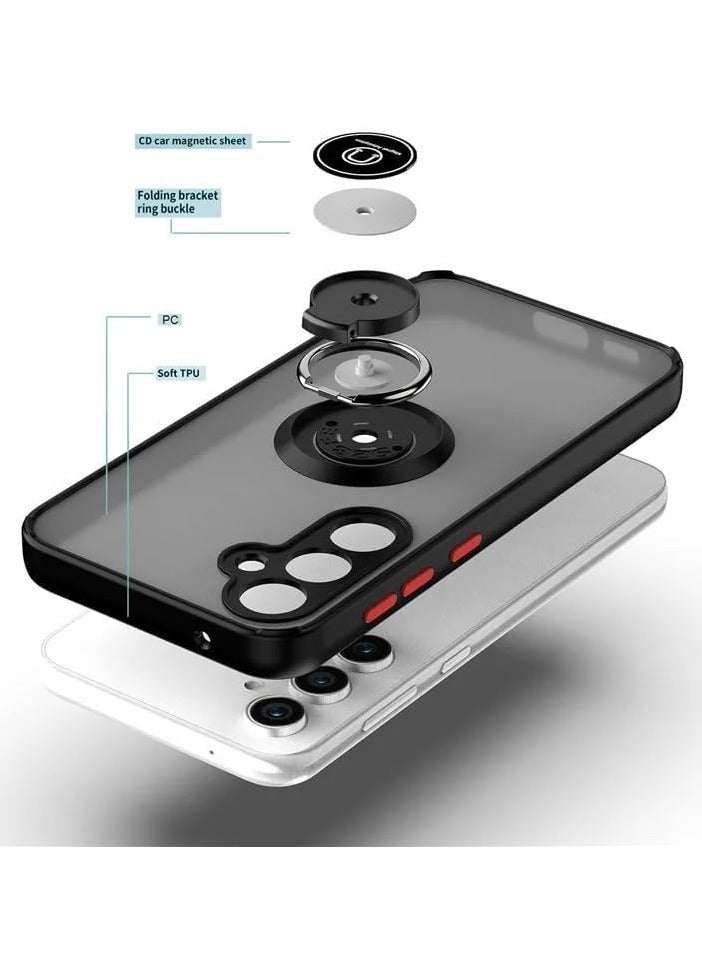 BORTONY Samsung Galaxy A25 Case Cover Metal Ring Holder Grip Kickstand Car Magnetic Mount Case Cover Shockproof Matte Finish Hard Back Bumper Case for Samsung Galaxy A25 - Image 4