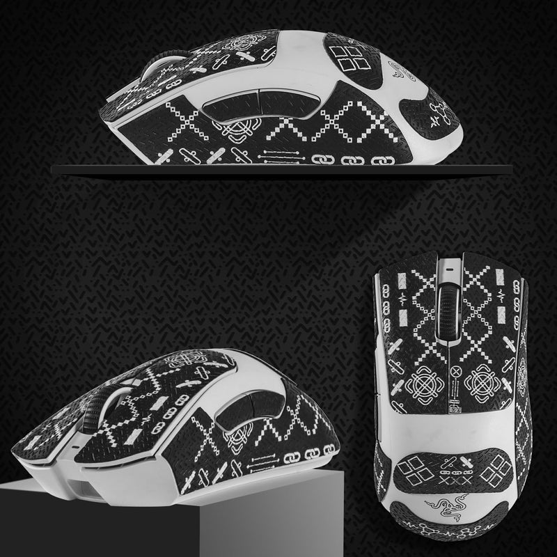 immoenuc Mouse Grip Tape Stickers for Razer Deathadder V3 / V3 Pro Mouse Anti Slip Skin Self-Adhesive,Pre-Cut,Sweat-Resistant Game Mice Accessories Pro Performance Upgrade (Black) - Image 3
