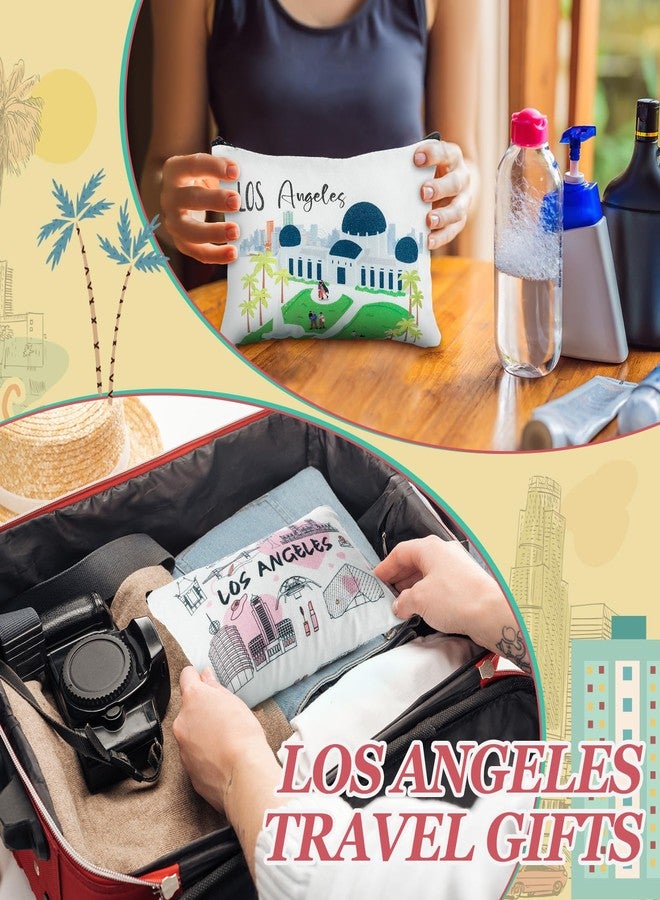 Reginary 12 Pcs Los Angeles Souvenirs Canvas Cosmetic Bag Watercolor Los Angeles City Souvenir Gift Women Travel Gifts Grocery Christmas Party Favors - Image 5
