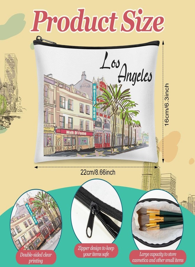 Reginary 12 Pcs Los Angeles Souvenirs Canvas Cosmetic Bag Watercolor Los Angeles City Souvenir Gift Women Travel Gifts Grocery Christmas Party Favors - Image 3