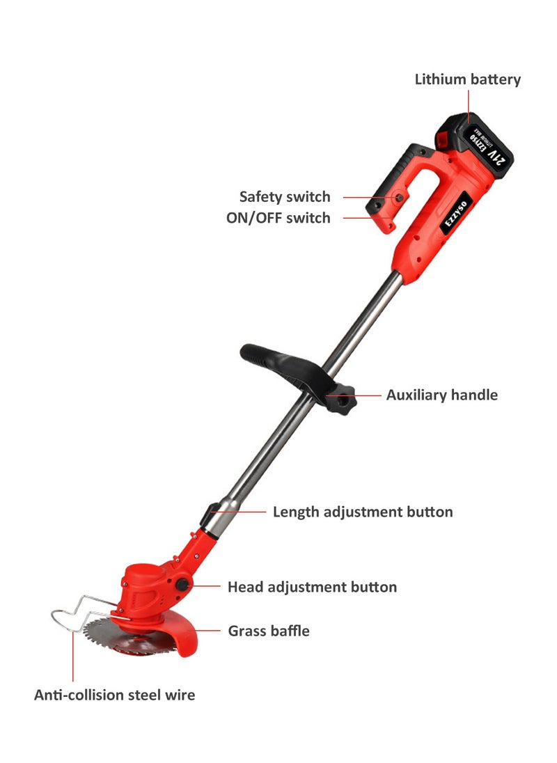 EzzySo 21V Cordless Grass Trimmer with 2pcs Battery, Fast Charger and 3 Types Cutting Blade, Portable Electric Lawn Trimmer for Garden Yard Lawn Pruning and cut materials  - Image 2