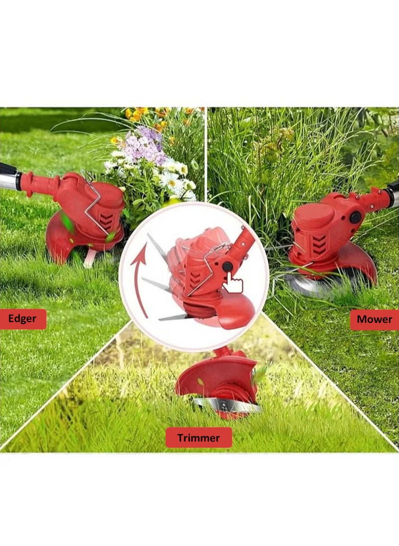 EzzySo 21V Cordless Grass Trimmer with 2pcs Battery, Fast Charger and 3 Types Cutting Blade, Portable Electric Lawn Trimmer for Garden Yard Lawn Pruning and cut materials  - Image 4