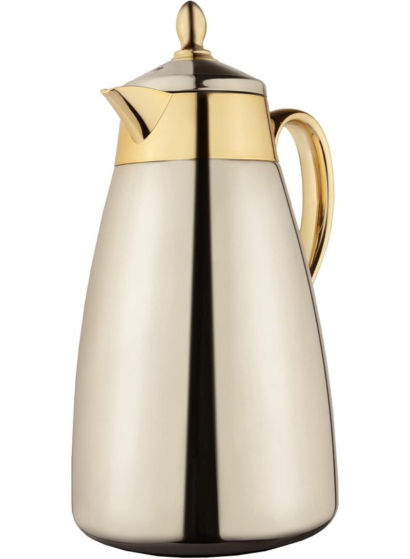 السيف  ترمس ضيافة شهد 1.3 لتر، هيكل ستانلس ستيل، عزل داخلي زجاجي – كروم × ذهبي - Image 3