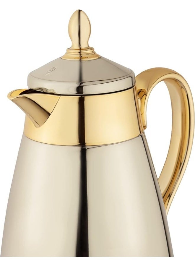 السيف  ترمس ضيافة شهد 1.3 لتر، هيكل ستانلس ستيل، عزل داخلي زجاجي – كروم × ذهبي - Image 4