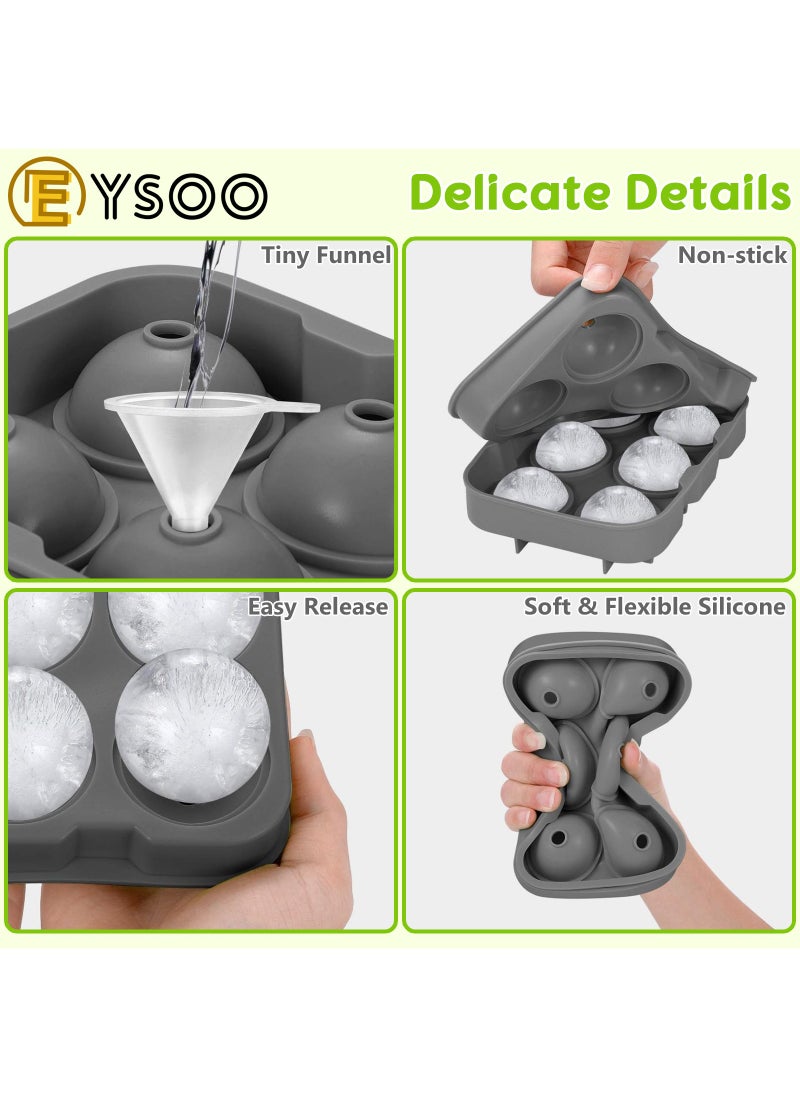 EYSOO EYSOO Ice Cube Trays Set of 4 Silicone Ice Trays with Lid Easy-release Ice Cube Molds for Freezer - Rose, Diamond, Sphere, Square and Hexagon Shapes BPA Free Silicone Ice Molds  - Image 4