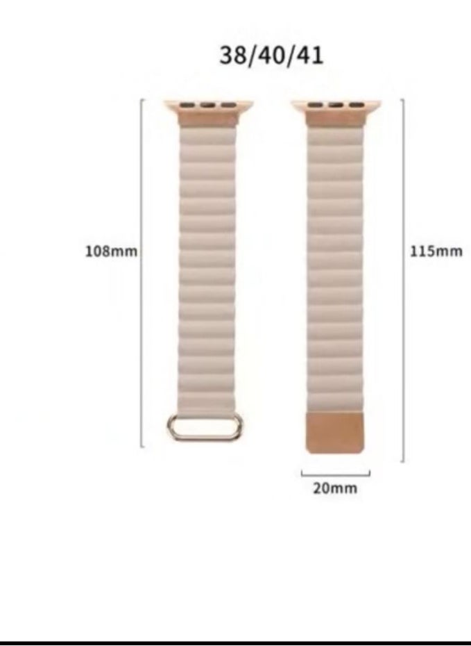 Generic Magnetic strap For iWatch 38mm 40mm 41mm Leather Metal stainless steel wrist band For iWatch Purple  - Image 4