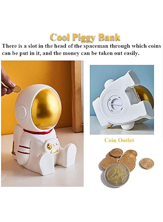 Space Man gy Bank, Creative Vinyl Astronaut Money Bank Backpack Astronaut Money Box Sitting Space Man Coin Bank Aerospace Astronaut Decorative Oranment (Gold) - Image 3