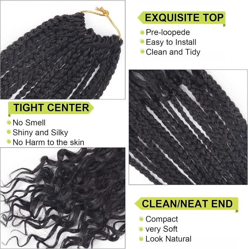 ضفائر كروشيه الإلهة مع نهايات مجعدة 22 بوصة ضفائر بوهيمية كروشيه 8 عبوات 3X ضفائر كروشيه شعر تجديل صناعي للإطالة للسيدات السود (22 بوصة (عبوة من 8)، 1B) - Image 5