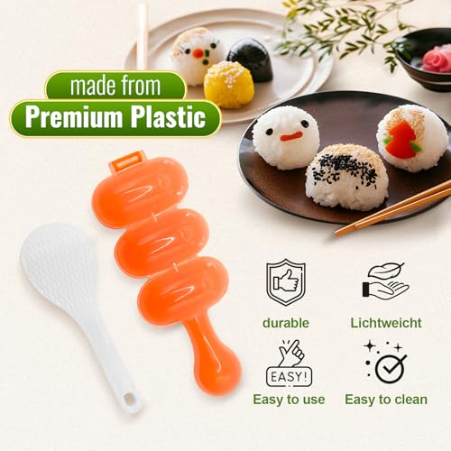 Upoomart Rice Ball Maker Mold & Sushi Maker Rice Ball Mold with 2 Riceball Shaker and 2 Rice Paddle - Easy to Use Rice Ball Mold Shaker for Perfect Onigiri and Sushi - Fun Kitchen Tool - Image 4
