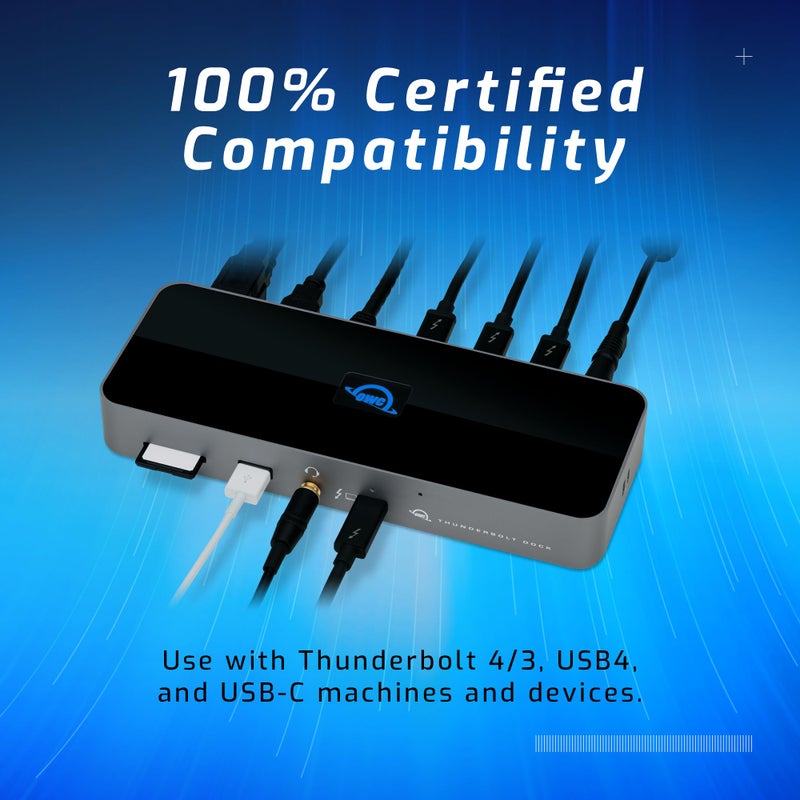 OWC محطة Thunderbolt 11-Port مع 4 منافذ، 4 منافذ USB، Ethernet، صوت، ووظيفة قارئ بطاقات لجهاز Mac Thunderbolt 3 أو جهاز PC Thunderbolt 4 - Image 4