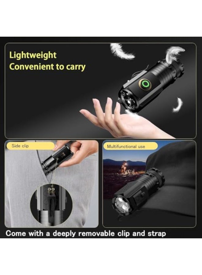 LED Torch Light, Rechargeable Torch Water Resistant with 5 Modes, Handheld Flashlight 5000 High Lumens, Compact Pocket Clip Torchs for Outdoor Activity, Emergency, Camping, Hiking - Image 2