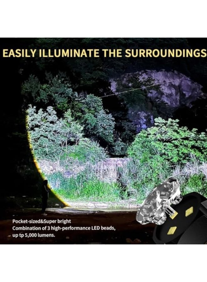 LED Torch Light, Rechargeable Torch Water Resistant with 5 Modes, Handheld Flashlight 5000 High Lumens, Compact Pocket Clip Torchs for Outdoor Activity, Emergency, Camping, Hiking - Image 4