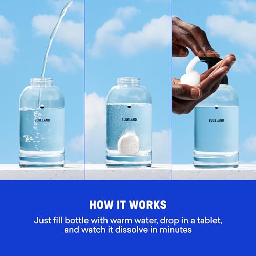 BLUELAND Hand Soap Duo 2 Refillable Glass Foaming Hand Soap Dispensers with 8 Refill Tablets Variety Scents 8 x 9 Fl oz - Image 3